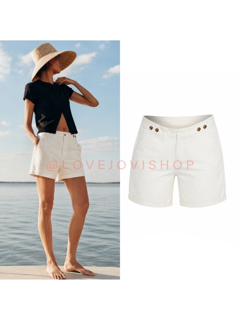 Coastal | Vince White 100% Cotton Chino Shorts | Summer Bermuda Short | 26